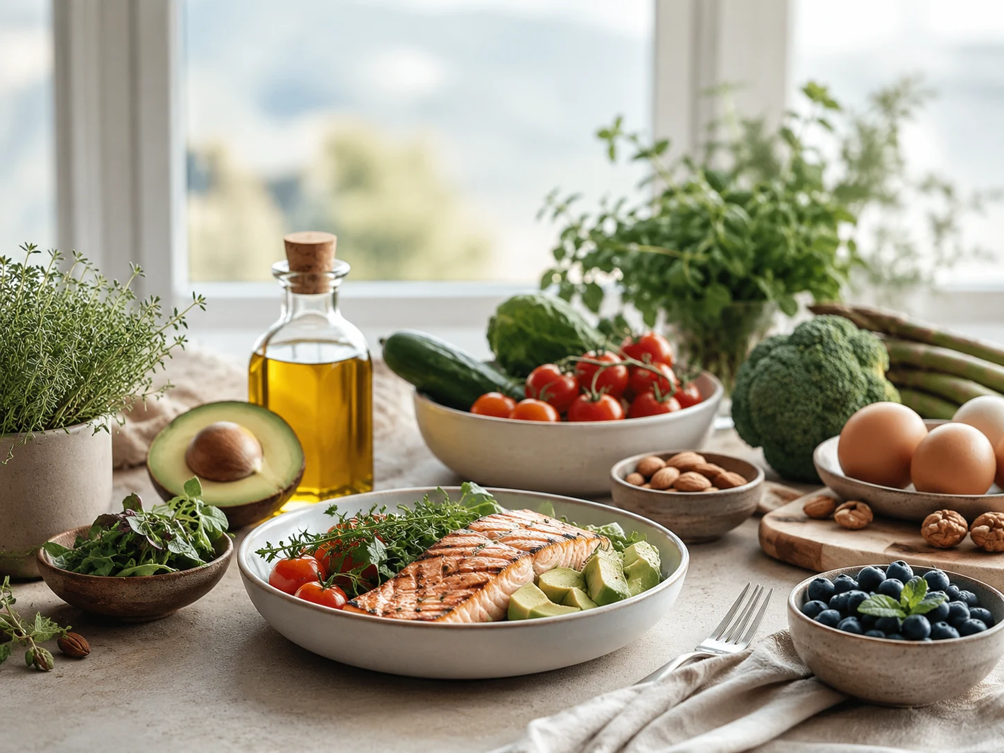 Nährstoffreiche Ernährung mit frischen Lebensmitteln